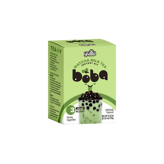 (Pack of 8) Yulu Foods Kit Tea Matcha Bubble Tea Powder 8.25 oz