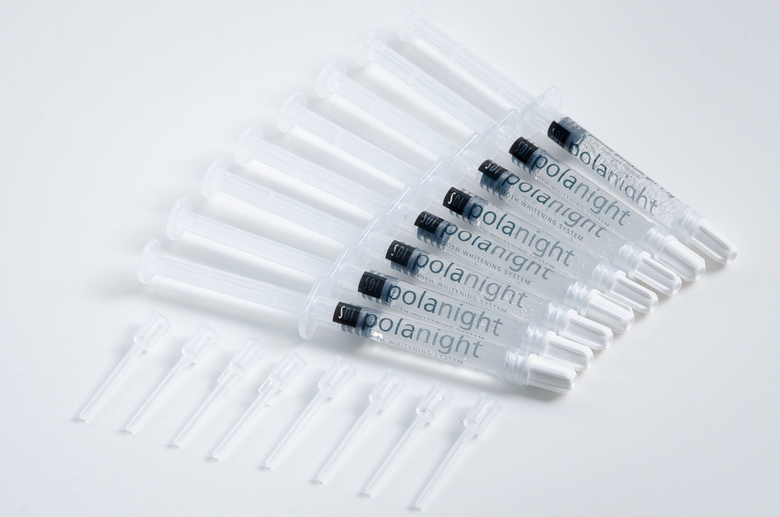 Pack of 8 x 1.3ml syringes SDI Pola Night 10% 1.3gsyringe - Polanight Whitening material  8 Tips
