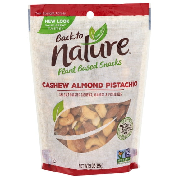 Pack of 9 Back to Nature Almond Pistachio Blend Sea Salt 9 oz