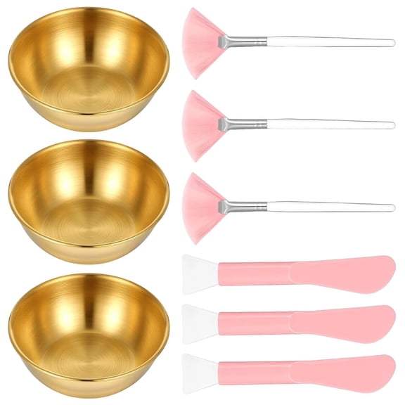 Pack of 9 Face Mask Mixing Tool Set with Stainless Steel Bowl and Brushes Suitable for Precise Skincare Application
