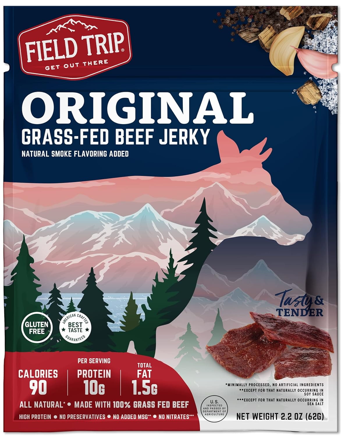 Pack of 9, Fieldtrip Original Beef Jerky, 2.2 oz