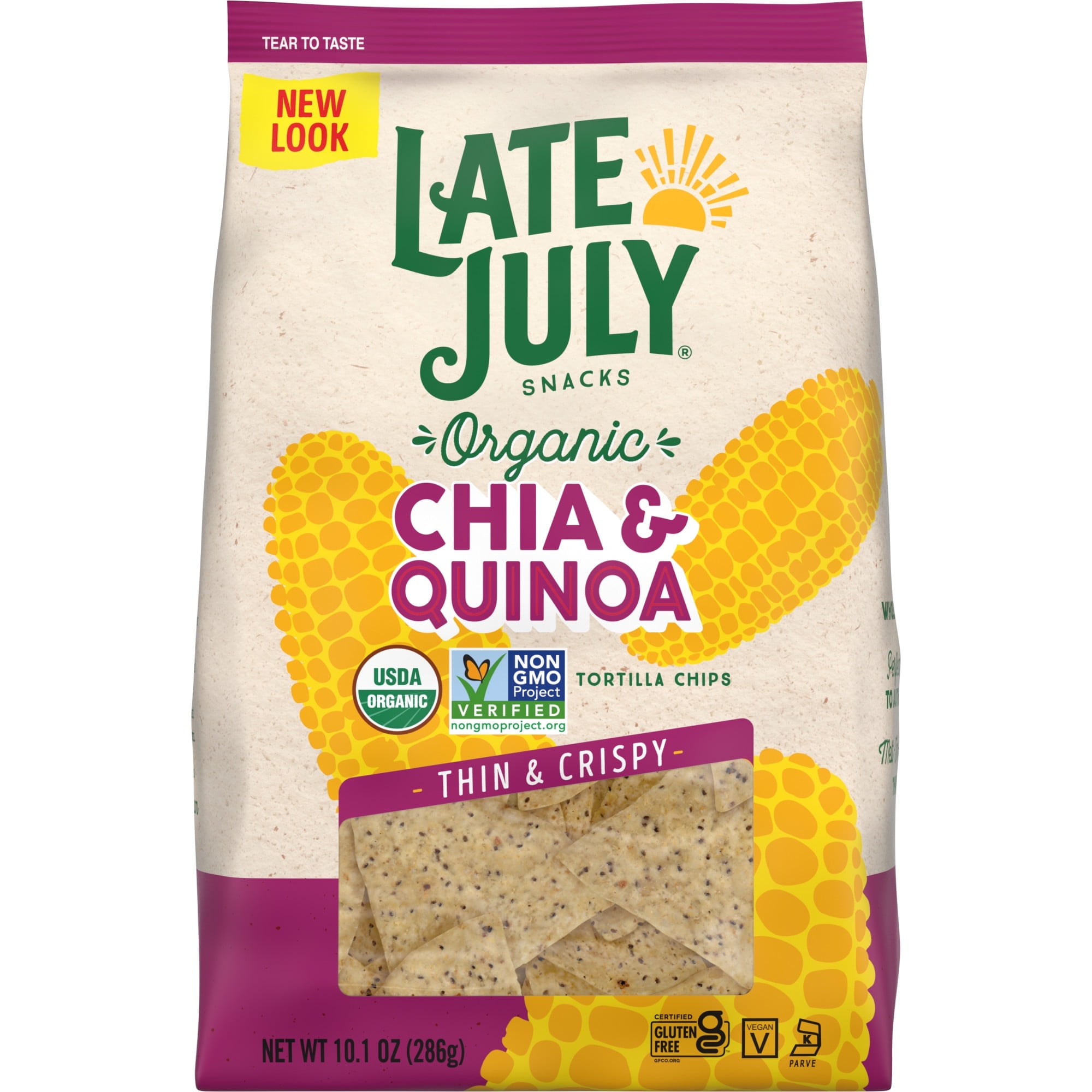 (Pack of 9) Late July Snacks Thin & Crispy Organic Chia & Quinoa Tortilla Chips, 10.1 oz