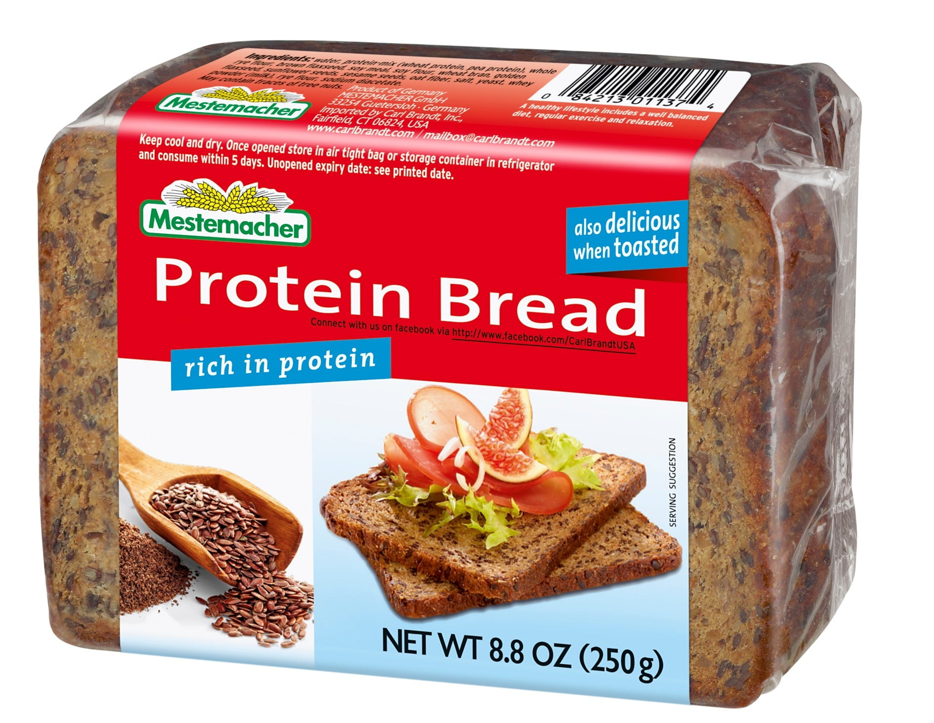 Pack of 9, Mestemacher Protein Bread, 8.8 oz