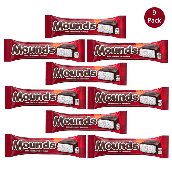 Pack of 9 Mounds Dark Chocolate and Coconut Candy Bar | 1.75 Oz Per Bar | Buy From GOLDENROW