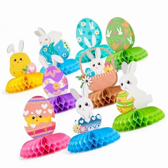 Pack of 9 Ready to Use Easter Rabbit Wall Hanging Paper Craft Decorations