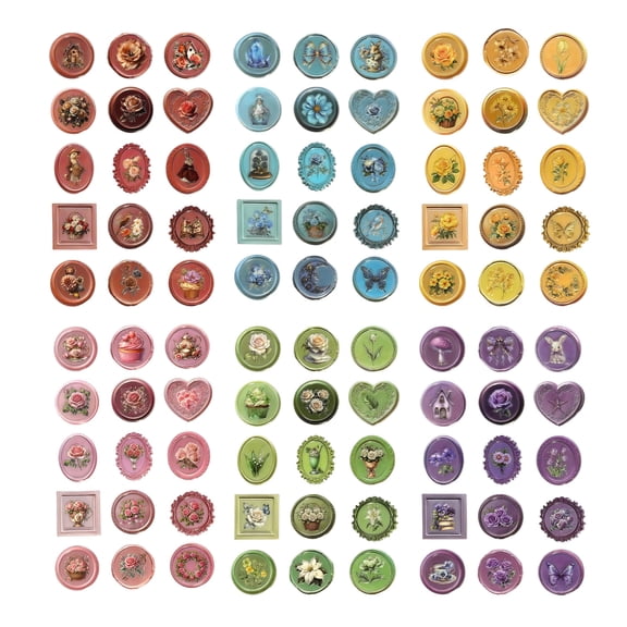 Pack of 90 Flower Designs Waterproof Sealing Sticker Great for Handmade Projects and Decoration Seal Label Sticker Set