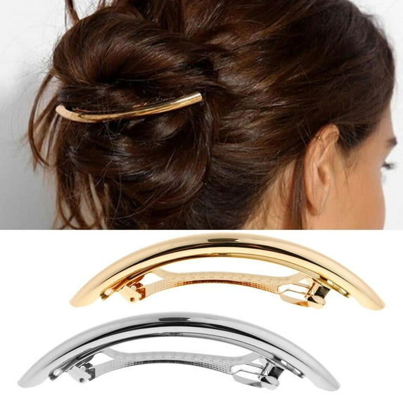 Pack of Automatic Tube French France Barrette Large Metal Hair Clip Hairpins Ponytail Holder for Women Headwear