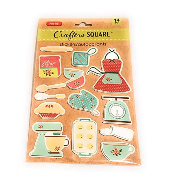 Pack of Handmade Dimensional "Let's Get Fit" Healthy Habits Themed Sticker Medley/Embellishments