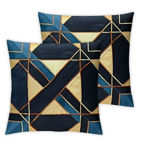 Pack of Luxury Navy Blue Decorative Pillows with Tassels Square Chain Velvet Throw Pillow Covers Cushion Cases for Sofa Bedroom Living Room Car