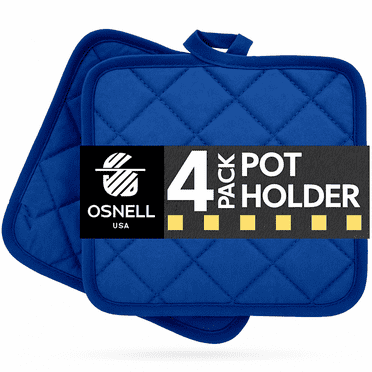 Pack of four (4) Pot Holder for Kitchen, Hot Pads for Kitchen (2 sets of 2) Cotton Trivets by Osnell USA