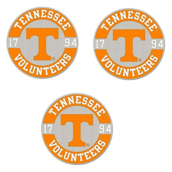 Pack of three Tennessee Round Collector Enamel Pins; 3 Volunteers Established Pin Badges by Wincraft