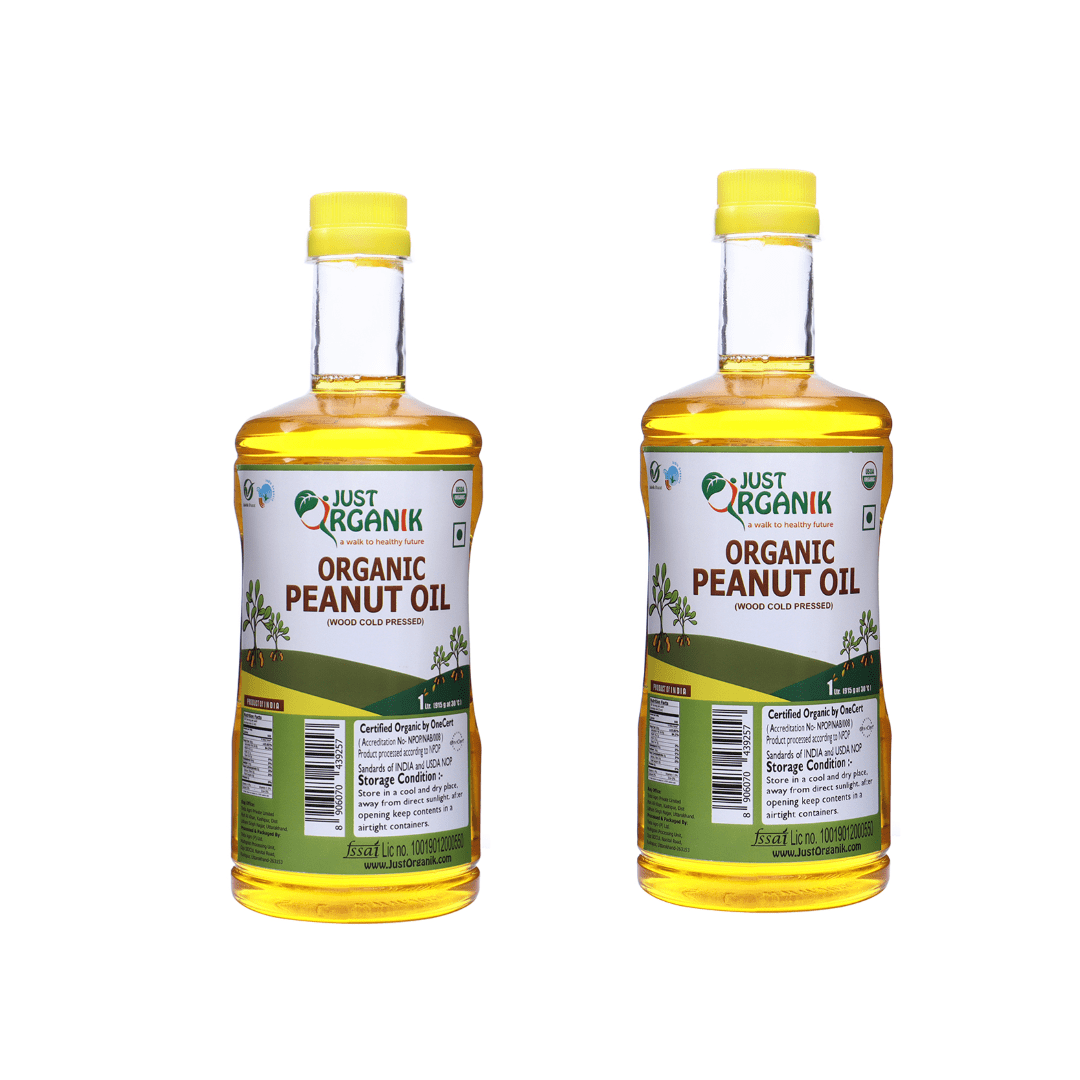 Pack of two Just Organik Wood Cold Pressed, Unrefined Peanut Oil 1