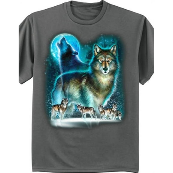 Pack of wolves lone wolf moon t-shirt Big and Tall tee for men