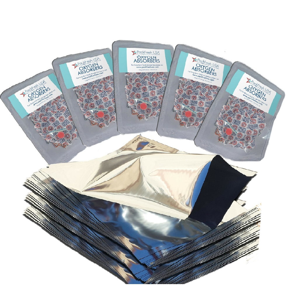 PackFreshUSA 50 Pack One Quart Genuine Mylar Bags + 300cc Oxygen