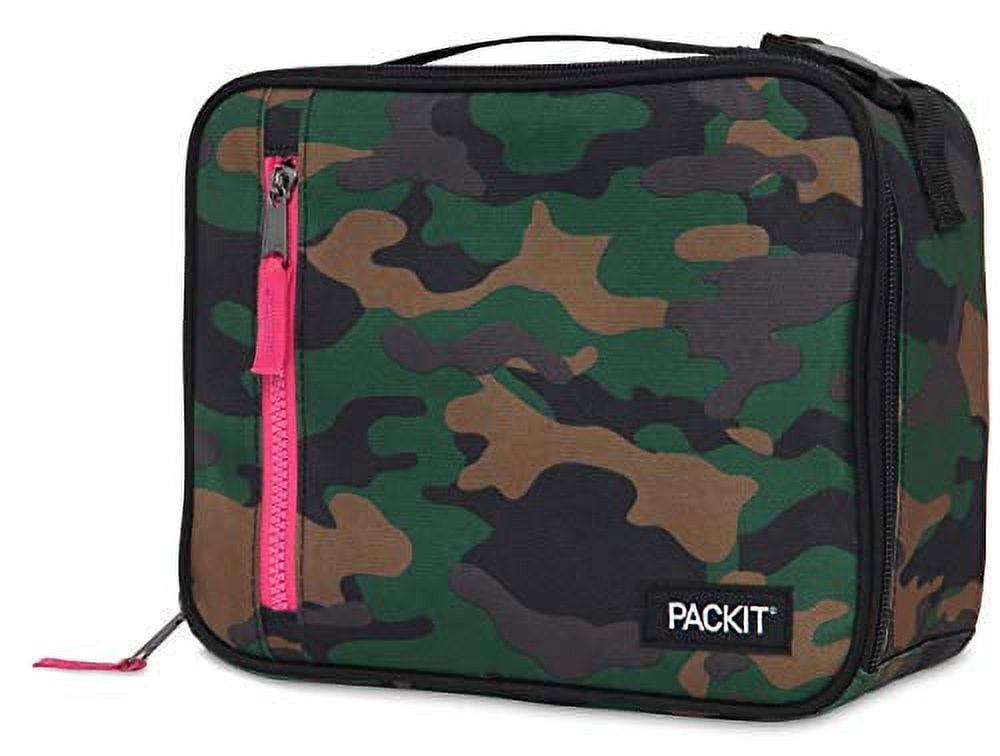 Pack-It Freezable Lunch Snack Bag Foldable Handle Pink Purple Camo