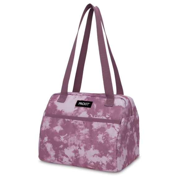 PackIt Freezable Hampton Lunch Bag, Mulberry Tie Dye, with Shoulder Straps and Zipper Closure