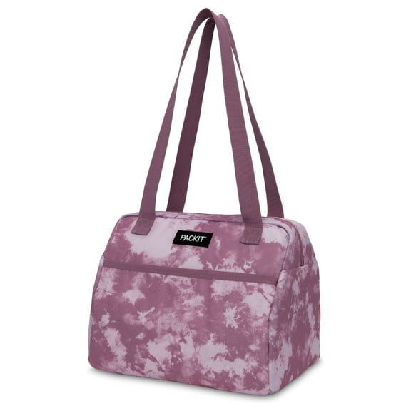 PackIt Freezable Hampton Lunch Bag, Mulberry Tie Dye, with Shoulder Straps and Zipper Closure