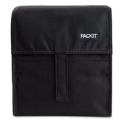 PackIt Freezable Lunch Bag Solid Black Print BPA Free Non Toxic Polycanvas Reusable Lunch Bags