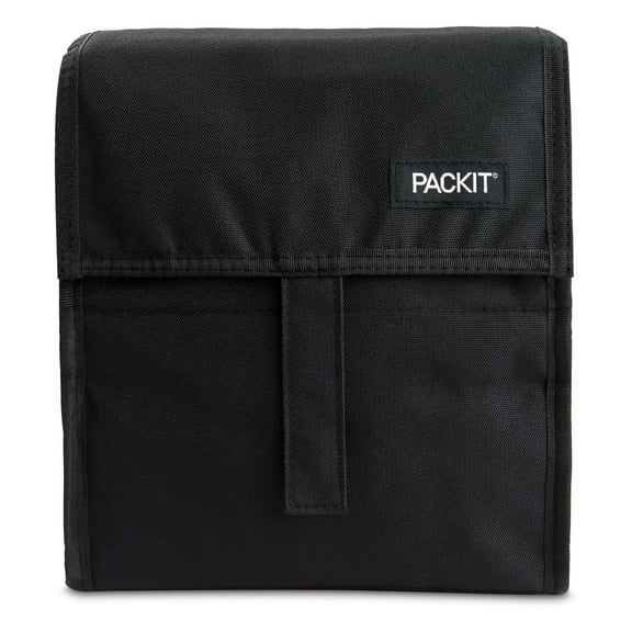 PackIt Freezable Lunch Bag, Black Built with ECOFREEZE® Technology, Reusable, with Buckle Handle