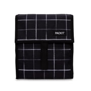 PackIt Freezable Lunch Bag, Black Grid, Built with EcoFreeze Technology, Foldable, Reusable, Zip and Velcro Closure with Buckle Handle, Perfect for Lunches Large