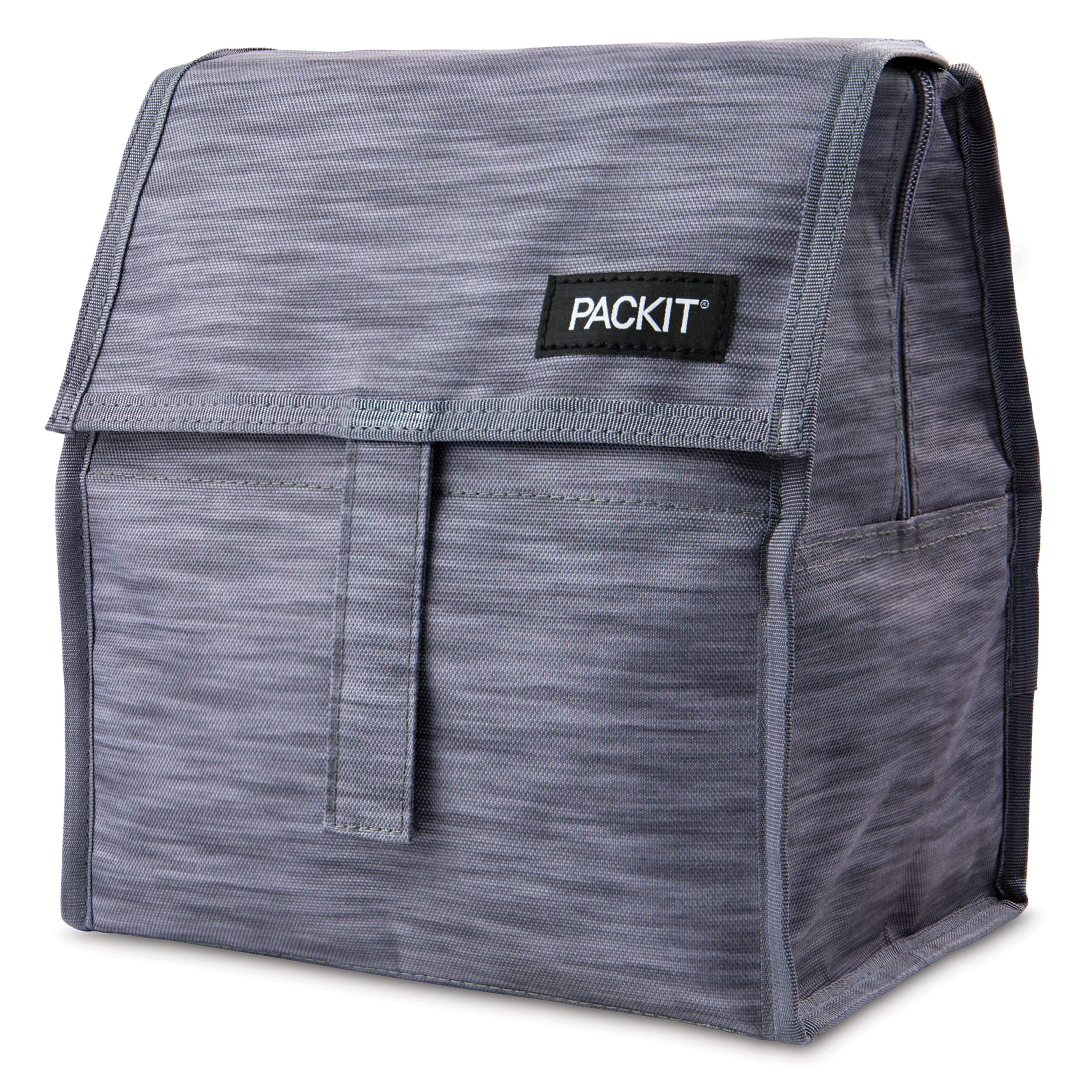PackIt Freezable Lunch Bag, Charcoal Space Dye, Built with EcoFreeze