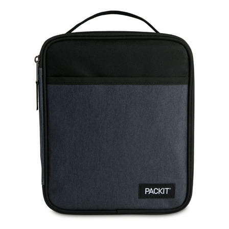 PackIt Freezable, Reusable Upright Lunch Box, Charcoal and Black