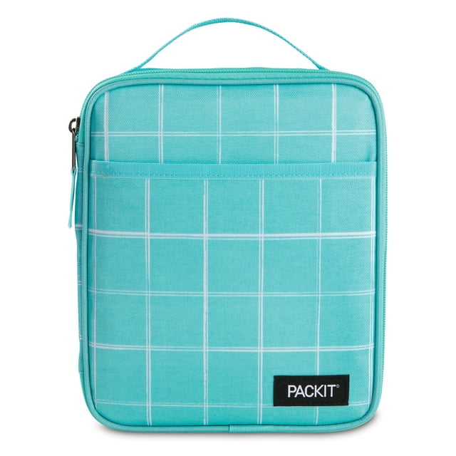 PackIt Freezable, Reusable Upright Lunch Box, Mint Grid