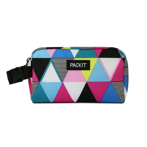 PackIt Freezable Snack Box, Triangle Stripe, with Buckle Handle, Built with ECOFREEZE® Technology