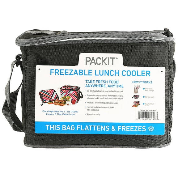 PackIt PK2 Freezable, Durable Lunch Cooler, Black, 9 Can Capacity