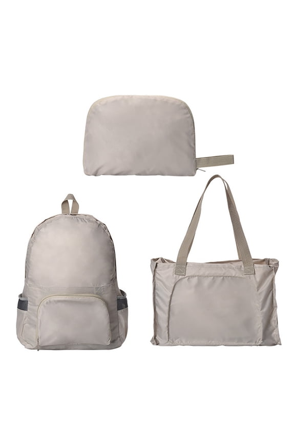 Packable Backpack Polyester Fiber Foldable Waterproof Lightweight Multifunctional Hiking Daypack for Camping Traveling Khaki