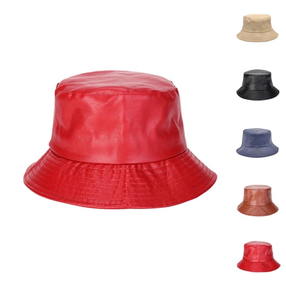 Packable Boonie Bucket Hat - Military Foldable Sun Hat PU Leather Fisherman Hat Mens And Womens Casual Basin Hat Solid Color Outdoor Hat Hop