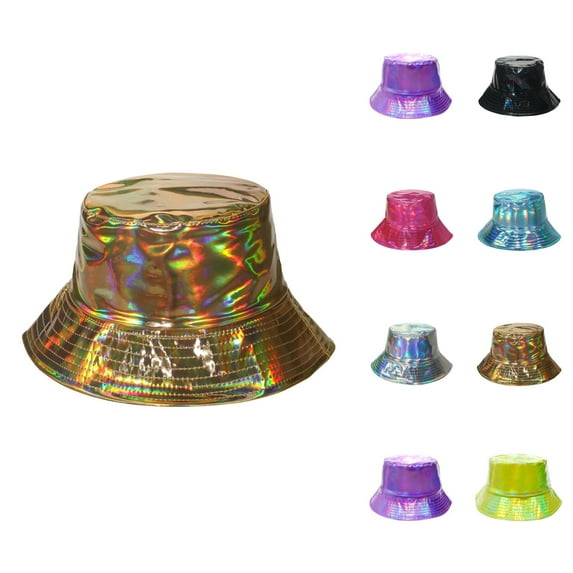 Packable Boonie Bucket Hat - Military Style Foldable Sun Hat Camping Hop Street Gold And Silver Basin Hat For Men And Women Stage Performance Metal PU Fisherman Hat