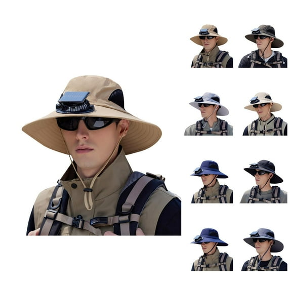 Packable Boonie Bucket Hat - Military Style Foldable Sun Hat Travel Solar Fan Bucket Hat For Men Women Wide Brim Sun Outdoor Summer Hiking Fishing Beach Travel Shield