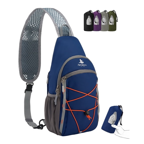 Packable Crossbody Sling Bag, RFID Sling Backpack Lightweight,Water-resistant Small Daypack for Trave Hiking Commuting,Blue