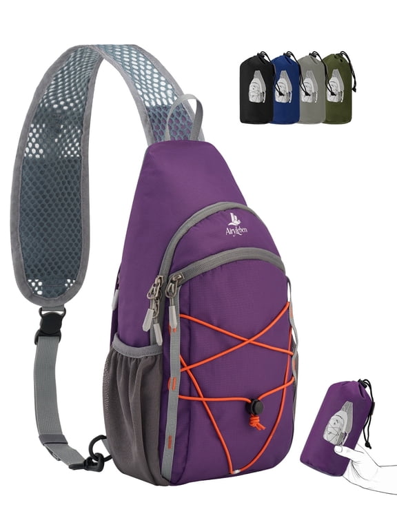 Packable Crossbody Sling Bag, RFID Sling Backpack Lightweight,Water-resistant Small Daypack for Trave Hiking Commuting,Purple