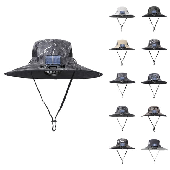 Packable Fishing Bucket Hat - Lightweight Quick Dry Sun Hat for Travel Outdoor Wide Brim Sun Hat With Solar Fan Wide Brim Solar Fan Outdoor Fishing Hat Solar USB Charging Solar Powered Fan Hat