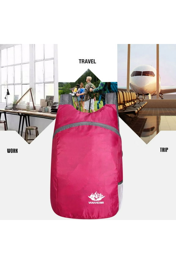 Packable Hiking Backpack, 30D Nylon, Lightweight, Waterproof, Multi-Pocket, for Camping Travel, Foldable Daypack