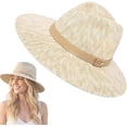thumbnail image 1 of Packable Knit Fedora Hat, Soft Foldable Sun Hat,Lightweight Breathable Summer Hats for Women Beach(Q), 1 of 7