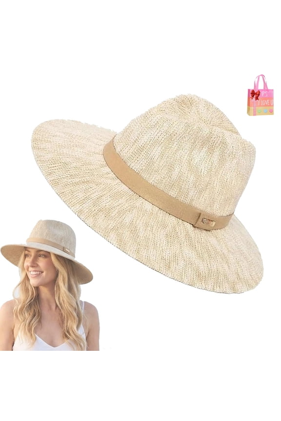 Packable Knit Fedora Hat, Soft Foldable Sun Hat,Lightweight Breathable Summer Hats for Women Beach