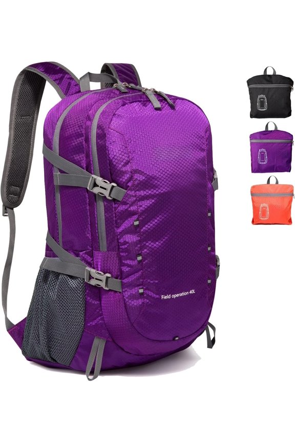 Packable Lightweight Backpack 40L, Ripstop Nylon Foldable Traveling Daypack, Collapsible Hiking Backpack For Outdoor()