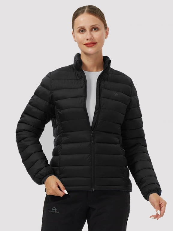 Women's Packable Puffer Jacket, Water Resistant Lightweight Stand Collar