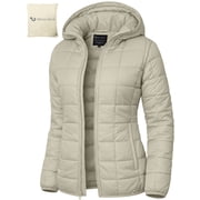 Packable Puffer Jacket Women with Hood Ember Cream Quilted Water-Resistant- Repellent For Outdoor M