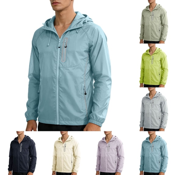 Packable Rain Jacket Men with Reflective Zipper, Lightweight Waterproof Quick Dry Raincoat, Mens Rain Jacket for Outdoor Sports Size 3XL Yellow
