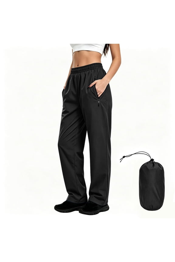 Packable Rain Pants for Women Waterproof Windproof Hiking Fishing Pants Lightweight Rain Over Pant for Golf Outdoor Black XL