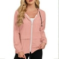 thumbnail image 1 of Packable Raincoat Women Lightweight Waterproof Rain Jackets Packable Outdoor Hooded Windbreaker for Active Travel Hiking Pink XL, 1 of 9