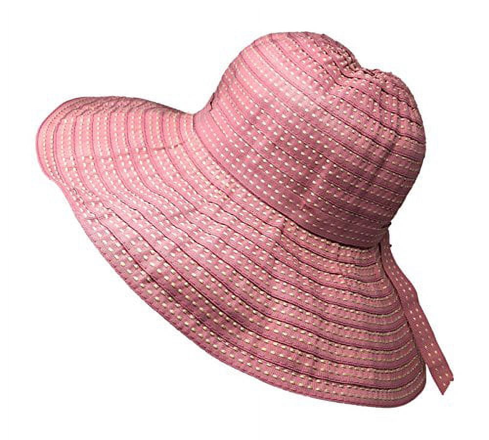 Packable Ribbon Crusher Sun Shade Beach Hat, Adjustable Wide  display picture 1