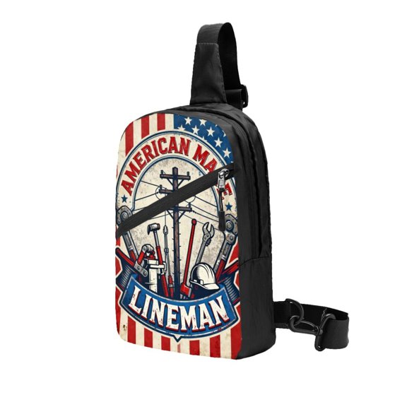 Packable Sling Backpack America Made Lineman Foldable Crossbody Shoulder Chest Bag Daypack for Women Men