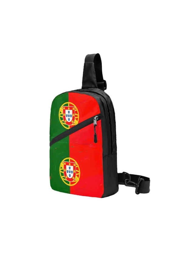 Packable Sling Backpack Art Portugal Flag Foldable Crossbody Shoulder Chest Bag Daypack for Women Men