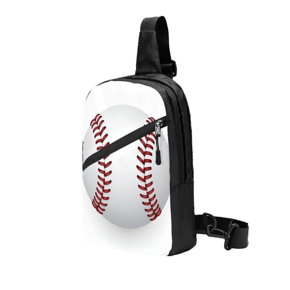 Packable Sling Backpack Baseball Red Lace Over White Foldable Crossbody Shoulder Chest Bag Daypack for Women Men