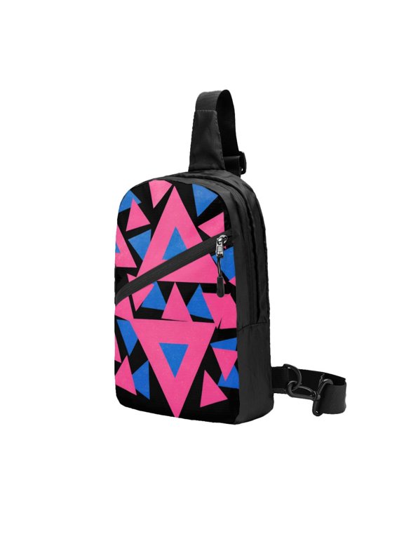 Packable Sling Backpack Bisexual Pride Triangles Flag Foldable Crossbody Shoulder Chest Bag Daypack for Women Men